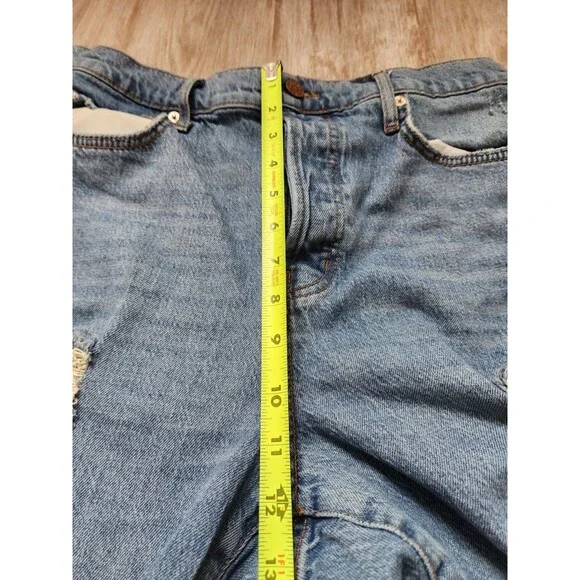 BDG Stretch High Rise Slim Straight Button Fly Blue Denim Jeans Distressed Sz 32 - Picture 9 of 12